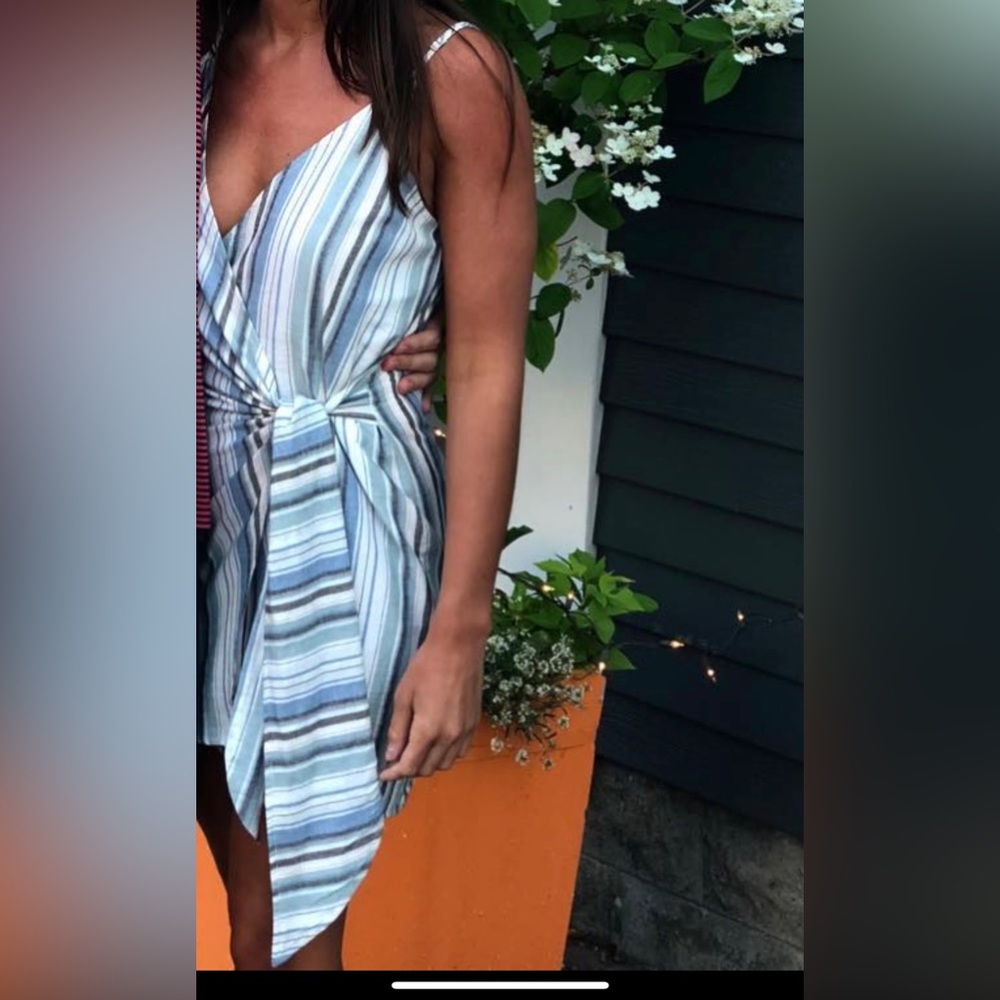 Cotton Candy LA Blue Striped Wrap Dress